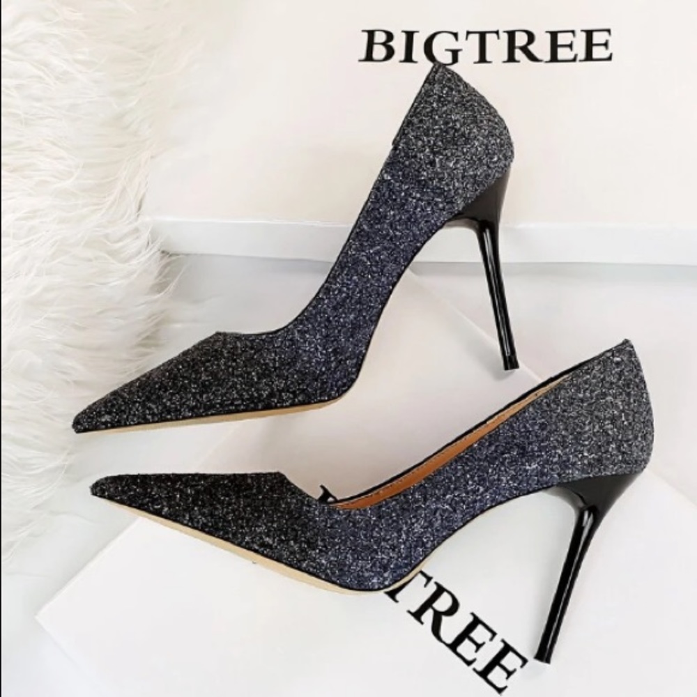 Glitter Stiletto Court Heels